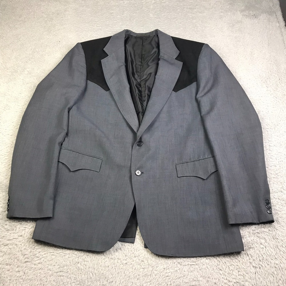 Circle S Blazer Mens 44L Gray/Black Western Yoke Vinatge Cowboy Jacket